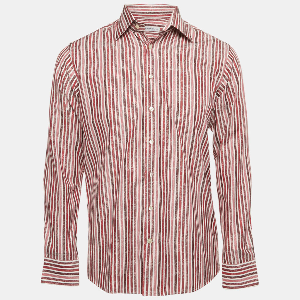 Etro Multicolor Stripe Jacquard Cotton Button Front Shirt M