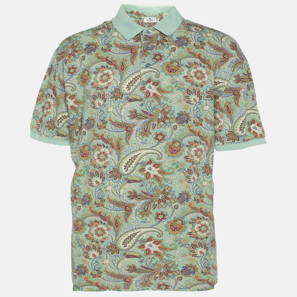 luxury-men-etro-used-clothes-p1139069-001 Etro Multicolor Paisley Printed Cotton Polo T-Shirt XXL