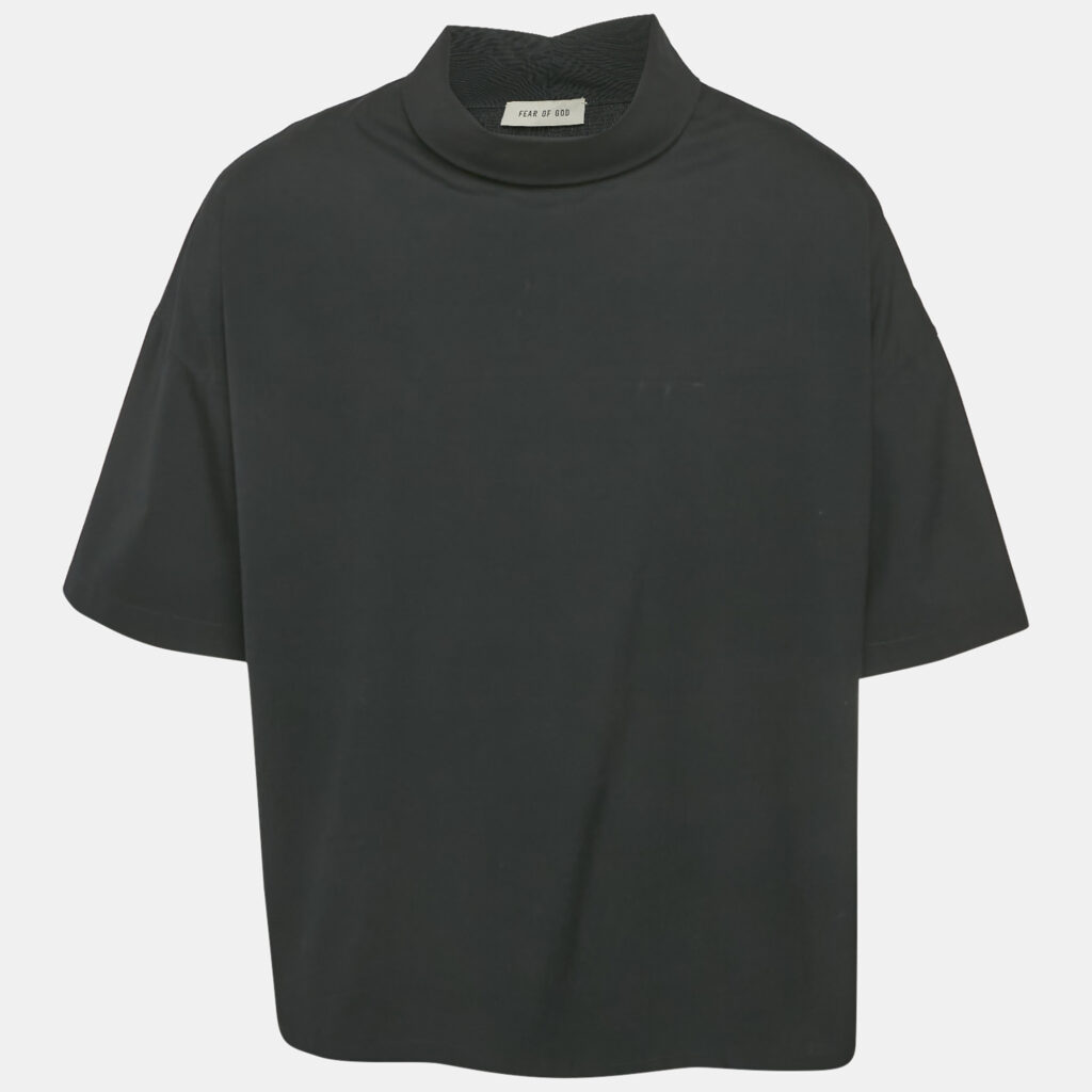 Fear of God Black Cotton Blend Reverse Collar Detail T-Shirt XS
