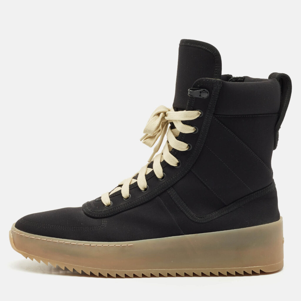 luxury-men-fear-of-god-used-shoes-p1165709-010 Fear of God Black Neoprene Jungle High Top Sneakers Size 41