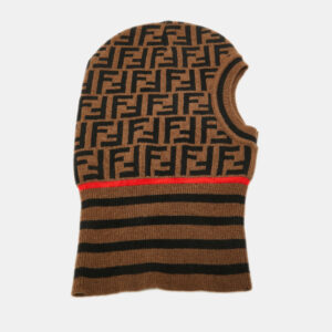 Fendi Brown Zucca Wool Knit Balaclava One Size