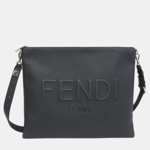 Fendi Dark Blue Leather After Roma Shoulder Bag
