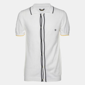 Fendi White Cotton Knit Front Button T-Shirt M