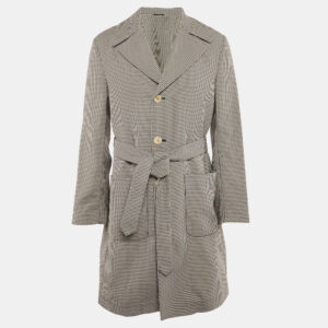Fendi Blue/White Gingham Checks Crepe Peacoat M