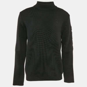 Fendi Black Wool Knit Mock Neck Pullover L