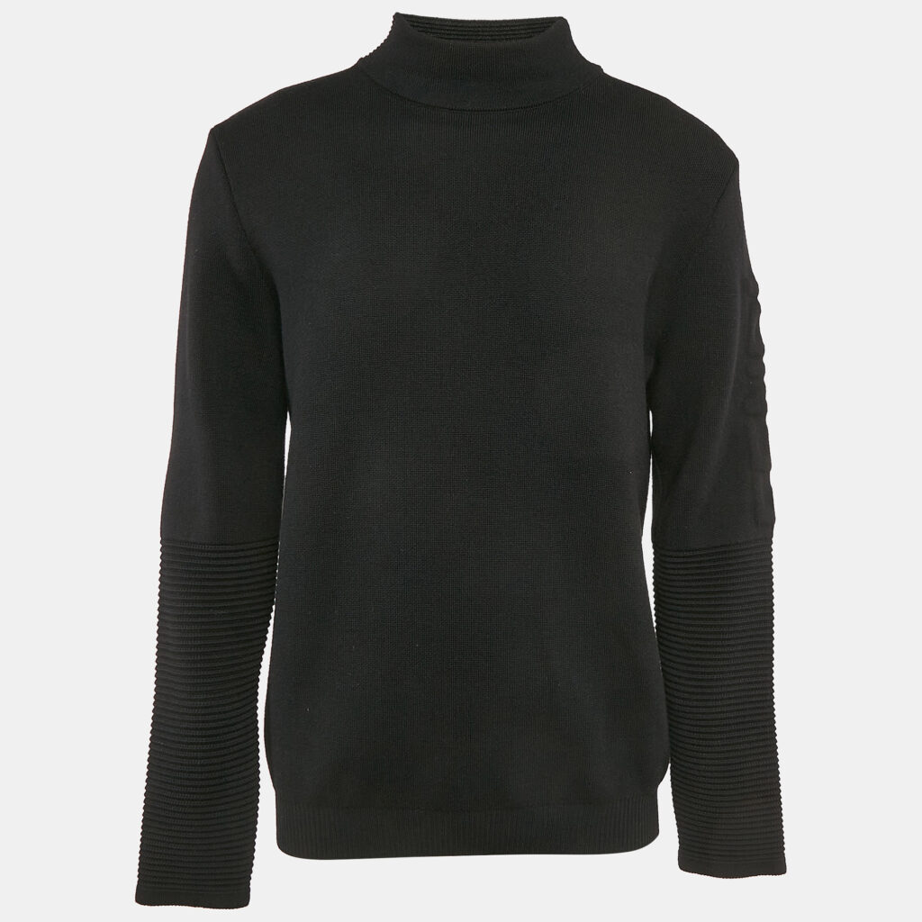 luxury-men-fendi-used-clothes-p1117775-007 Fendi Black Wool Knit Mock Neck Pullover L