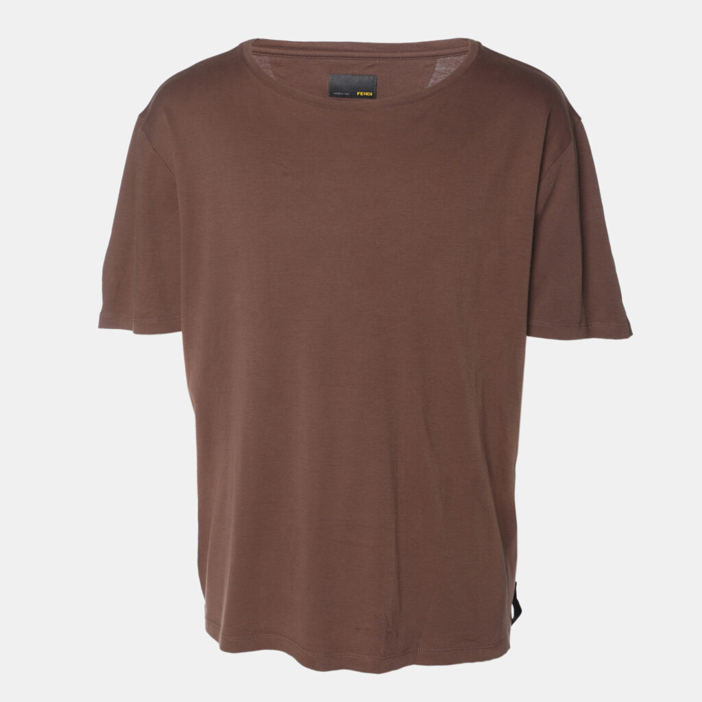 luxury-men-fendi-used-clothes-p1158705-001 Fendi Brown Jersey Crew Neck T-Shirt L