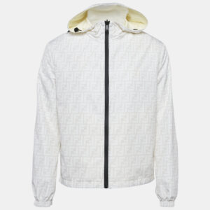 Fendi White Zucca Print Nylon Reversible Windbreaker Jacket XS
