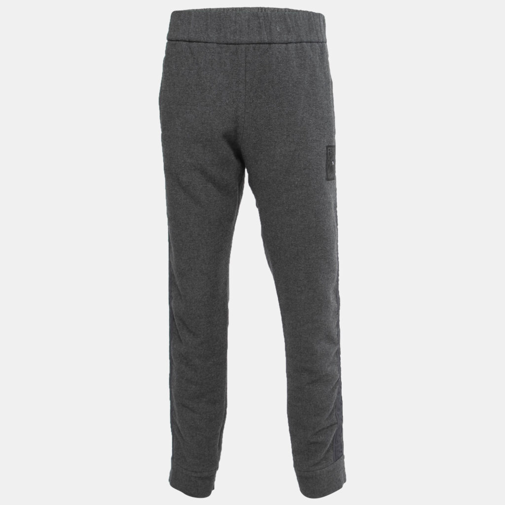 luxury-men-fendi-used-clothes-p861247-003 Fendi Grey Cashmere Blend Logo Strip Detail Pants L