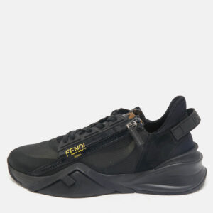 Fendi Black Mesh, Suede and Nylon Flow Low Top Sneakers Size 43