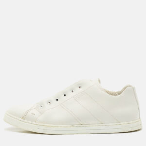 Fendi White Leather FF Crisscross Strap Slip On Sneakers Size 43