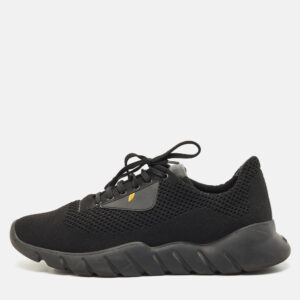 fendi black knit fabric bag bugs low top sneakers size 42