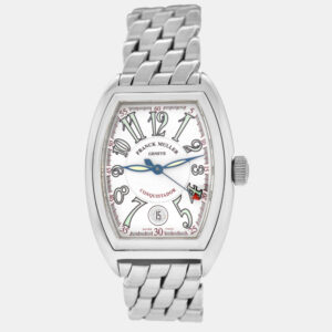 Franck Muller White Stainless Steel Conquistador 8000 Automatic Men's Wristwatch 35 mm