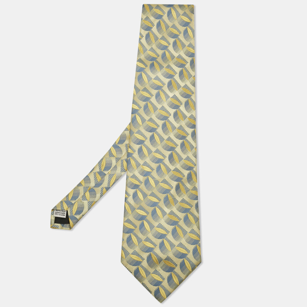 luxury-men-gianfranco-ferre-used-accessories-p1116495-006 Gianfranco Ferre Yellow Patterned Silk Traditional Tie