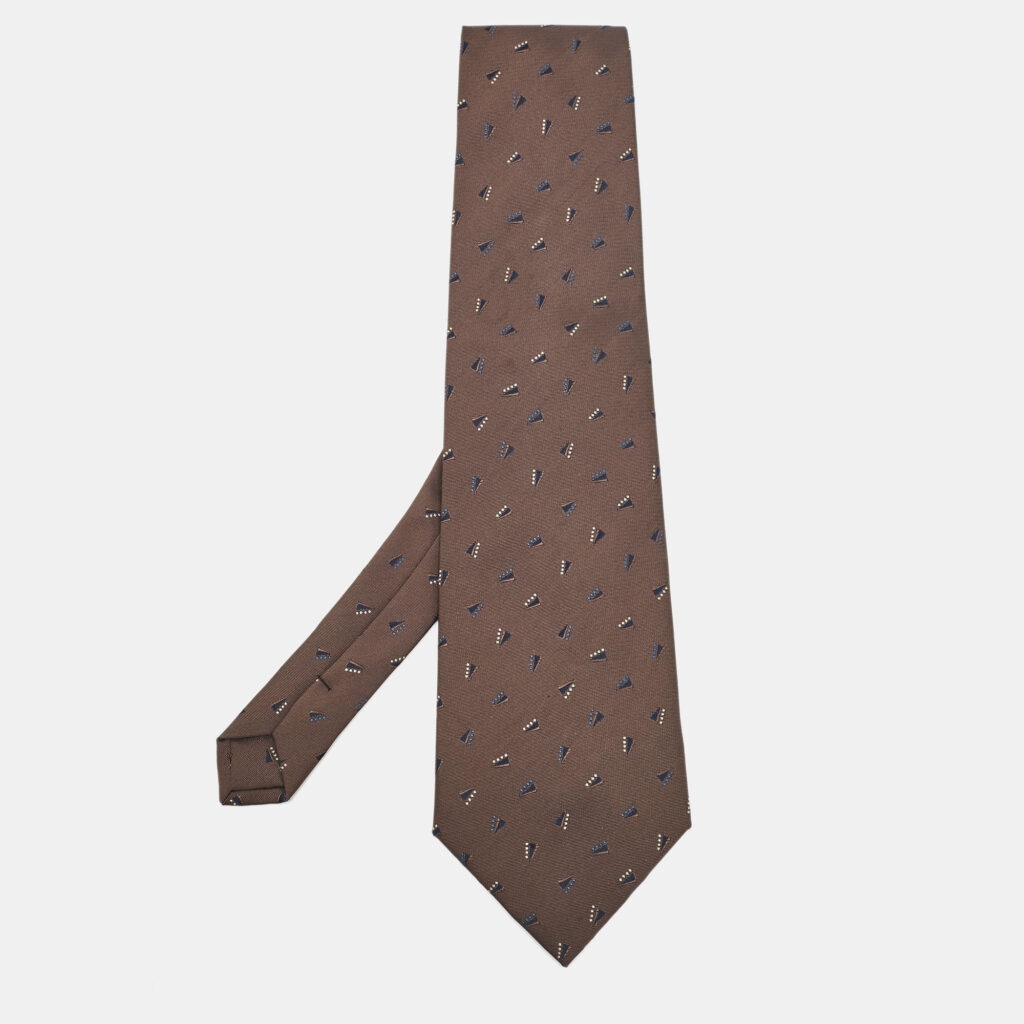 luxury-men-giorgio-armani-used-accessories-p1035007-001 Giorgio Armani Brown Patterned Silk Traditional Tie
