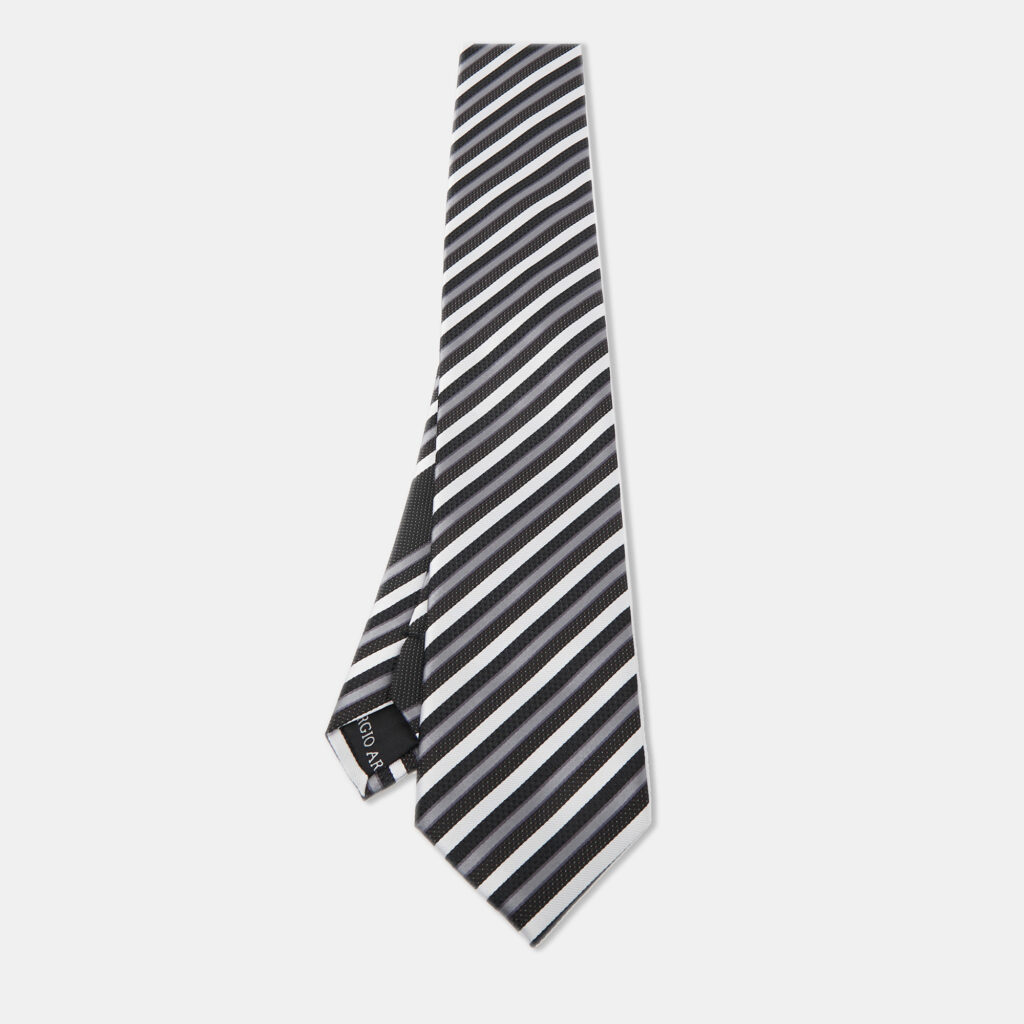 luxury-men-giorgio-armani-used-accessories-p1113036-001 Giorgio Armani Multicolor Diagonal Striped Silk Tie