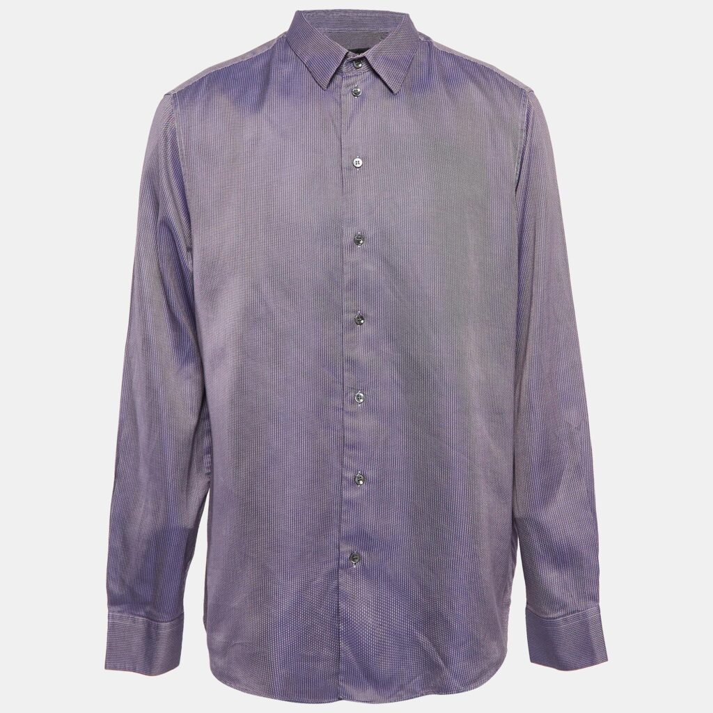 luxury-men-giorgio-armani-used-clothes-p1034990-004 Giorgio Armani Purple Pattern Cotton Button Up Shirt XXXL