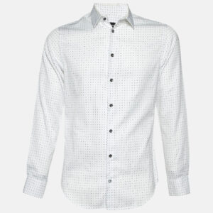 Giorgio Armani White Patterned Cotton Shirt M