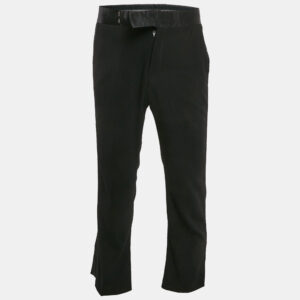 Giorgio Armani Black Virgin Wool Satin Trimmed Pants S