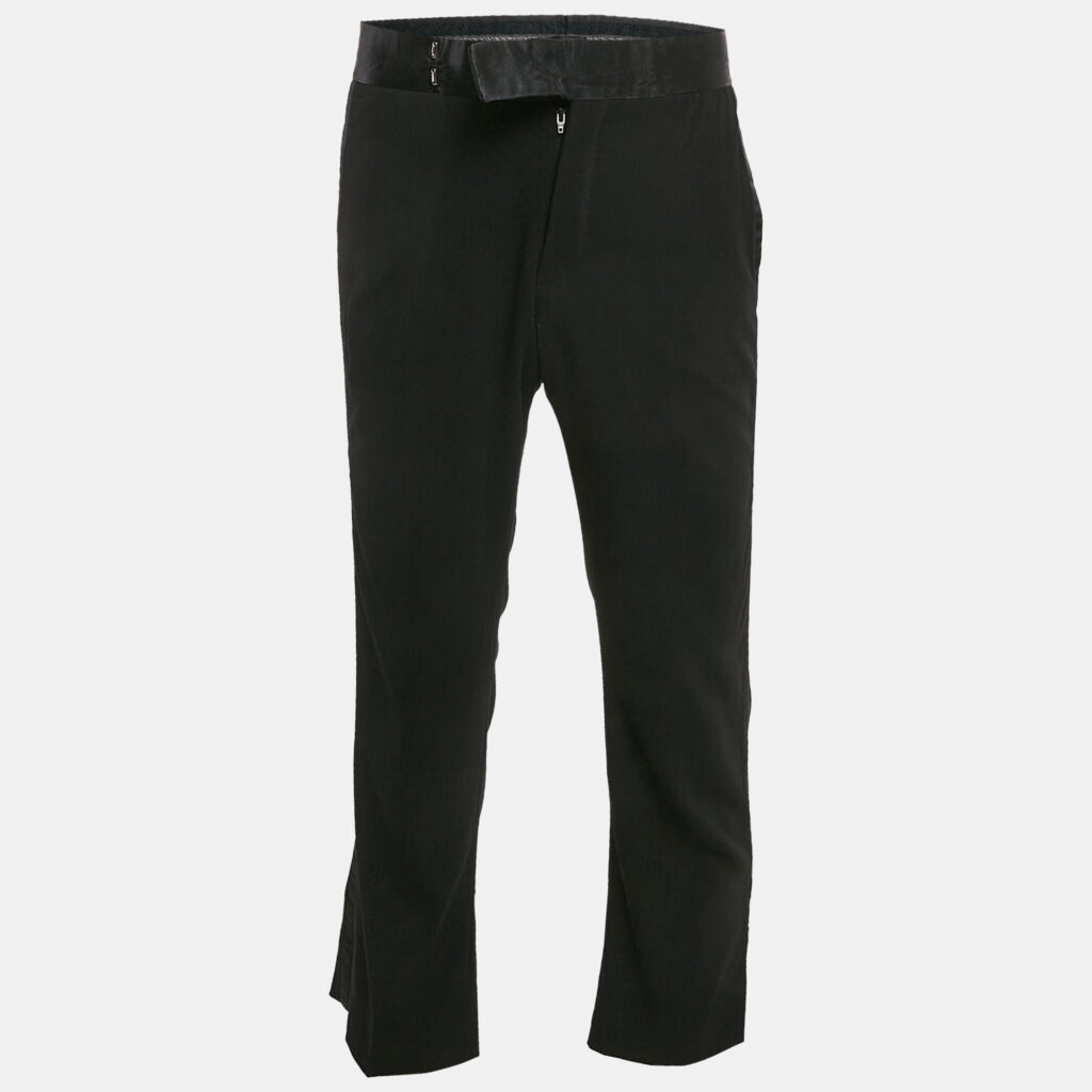 Giorgio Armani Black Virgin Wool Satin Trimmed Pants S