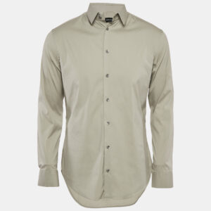 Giorgio Armani Grey Stretch Cotton Long Sleeve Shirt M