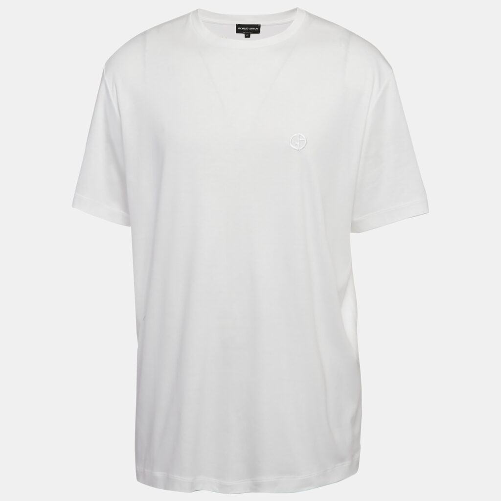luxury-men-giorgio-armani-used-clothes-p1124718-007 Giorgio Armani White Jersey Crewneck T-Shirt 4XL