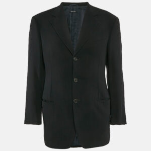 giorgio armani black wool single breasted blazer s