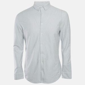 Giorgio Armani White Striped Cotton Jersey Shirt M