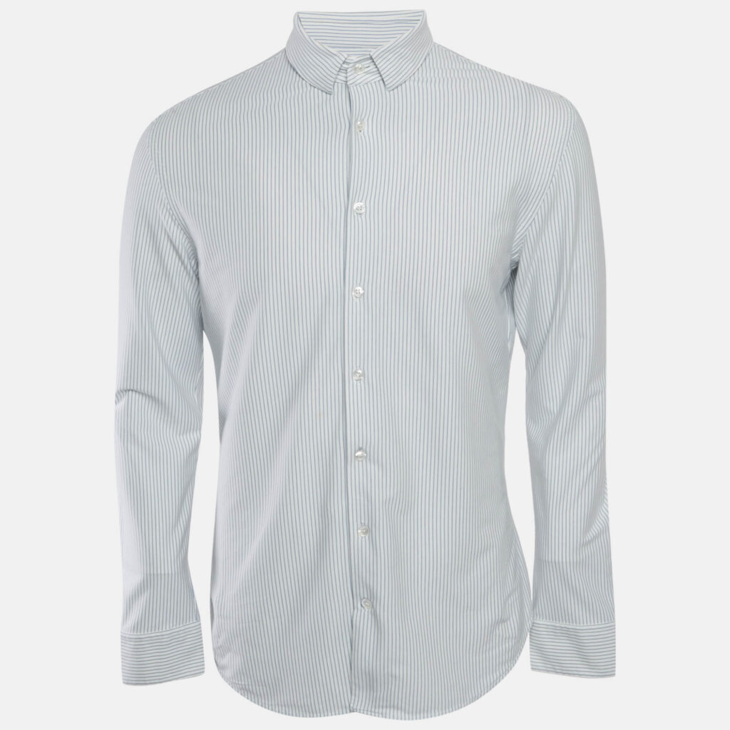 luxury-men-giorgio-armani-used-clothes-p1166763-001 Giorgio Armani White Striped Cotton Jersey Shirt M
