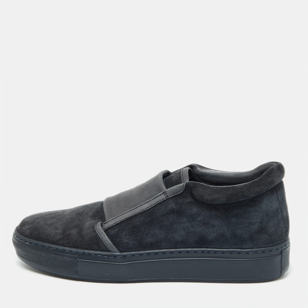 luxury-men-giorgio-armani-used-shoes-p1030321-001 Giorgio Armani Blue/Grey Suede and LeatherSlip On Sneakers Size 39