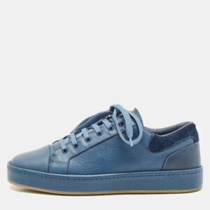 Giuseppe Zanotti Blue Leather and Suede GZ-City Sneakers Size 42.5