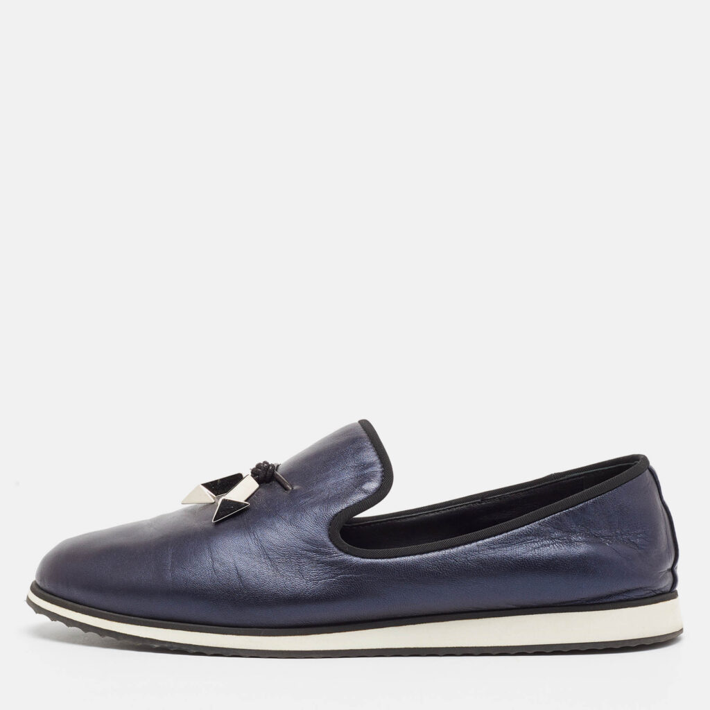 luxury-men-giuseppe-zanotti-used-shoes-p1045165-010 Giuseppe Zanotti Black Leather Anchor Smoking Slippers 43.5