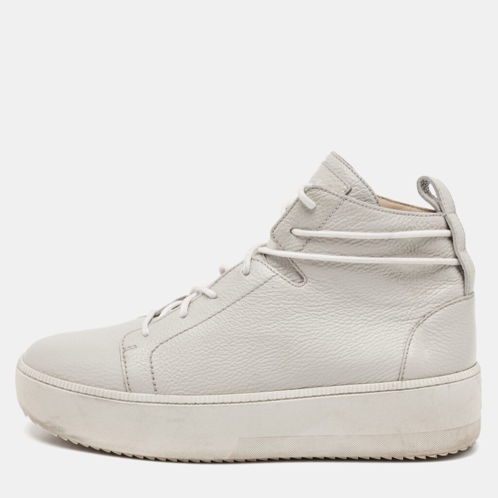 luxury-men-giuseppe-zanotti-used-shoes-p1093900-001 Giuseppe Zanotti Grey Leather High Top Sneakers Size 44