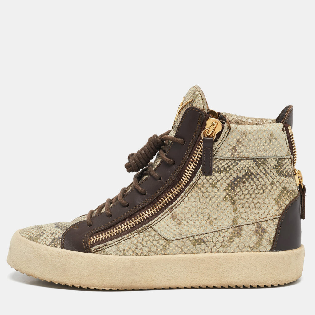 luxury-men-giuseppe-zanotti-used-shoes-p1124047-001 Giuseppe Zanotti Multicolor Python Embossed Leather May London High Top Sneakers Size 40