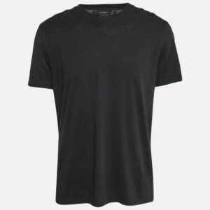Givenchy Black Cotton Star Quilt Detail T-Shirt L