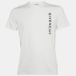 Givenchy White Logo Embroidery Cotton Crewneck T-Shirt S