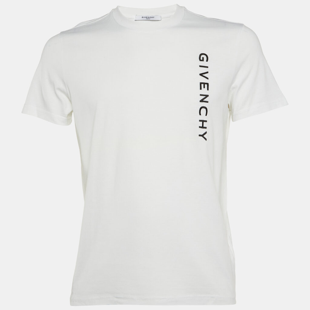 luxury-men-givenchy-used-clothes-p1095042-003 Givenchy White Logo Embroidery Cotton Crewneck T-Shirt S