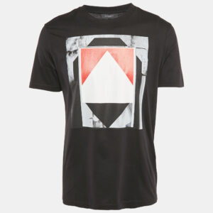 Givenchy Black Printed Cotton Crew Neck T-Shirt L