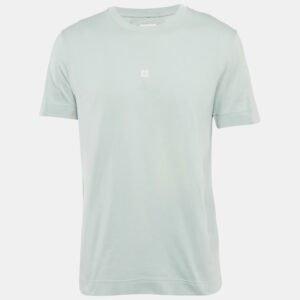 Givenchy Blue Logo Embroidered Cotton Crew Neck T-Shirt M