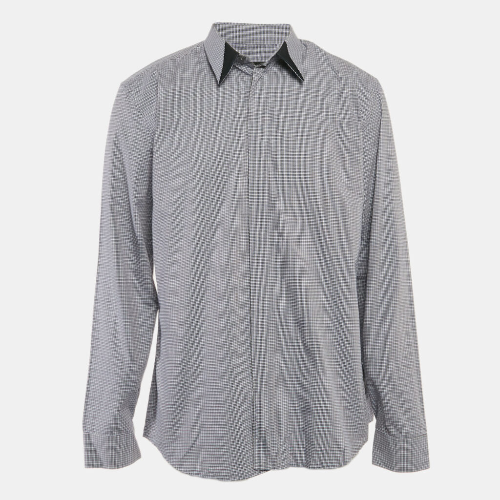 Givenchy Blue/Multicolor Gingham Cotton Button Front Shirt XXXL