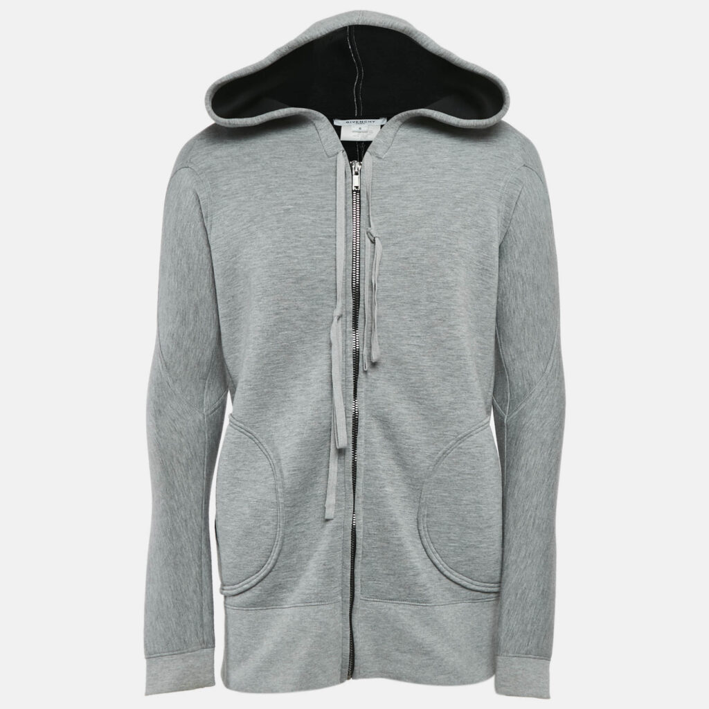 luxury-men-givenchy-used-clothes-p1124307-001 Givenchy Grey Neoprene Zip-Up Hoodie S