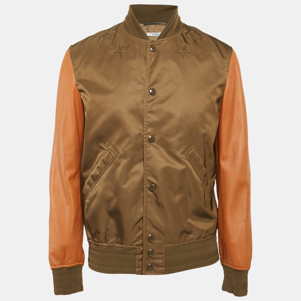 luxury-men-givenchy-used-clothes-p1129210-003 Givenchy Brown Nylon & Leather Bomber Jacket M