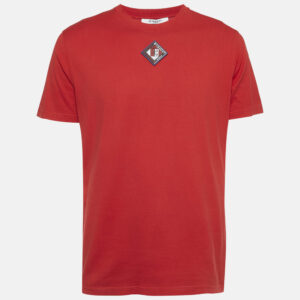 Givenchy Red Applique Jersey Crewneck T-Shirt L