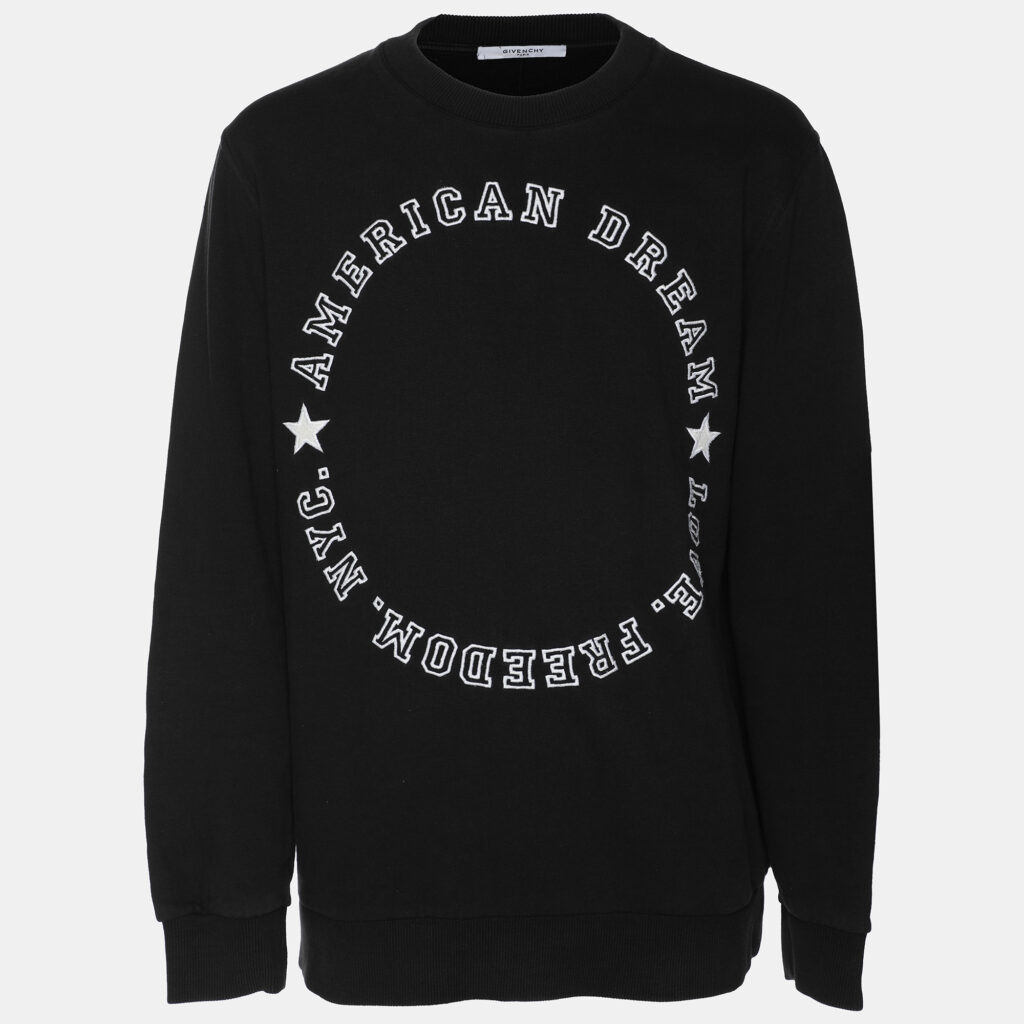 Givenchy Black Cotton American Dream Varsity Text Sweatshirt M