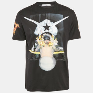 Givenchy Black Fire Print Jersey T-Shirt XL
