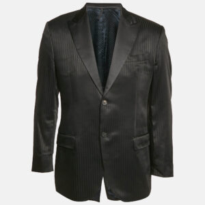 givenchy black stripe wool blend single breasted blazer l