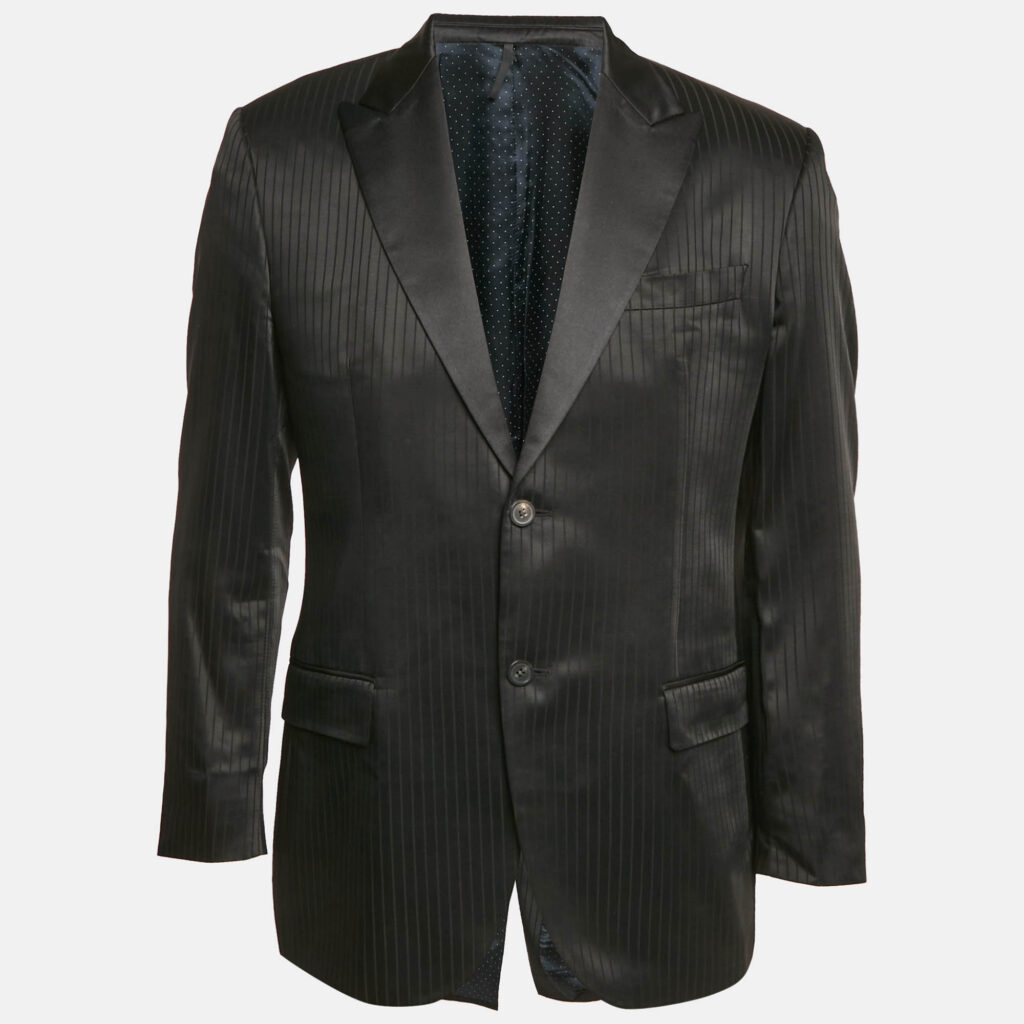 Givenchy Black Stripe Wool Blend Single Breasted Blazer L
