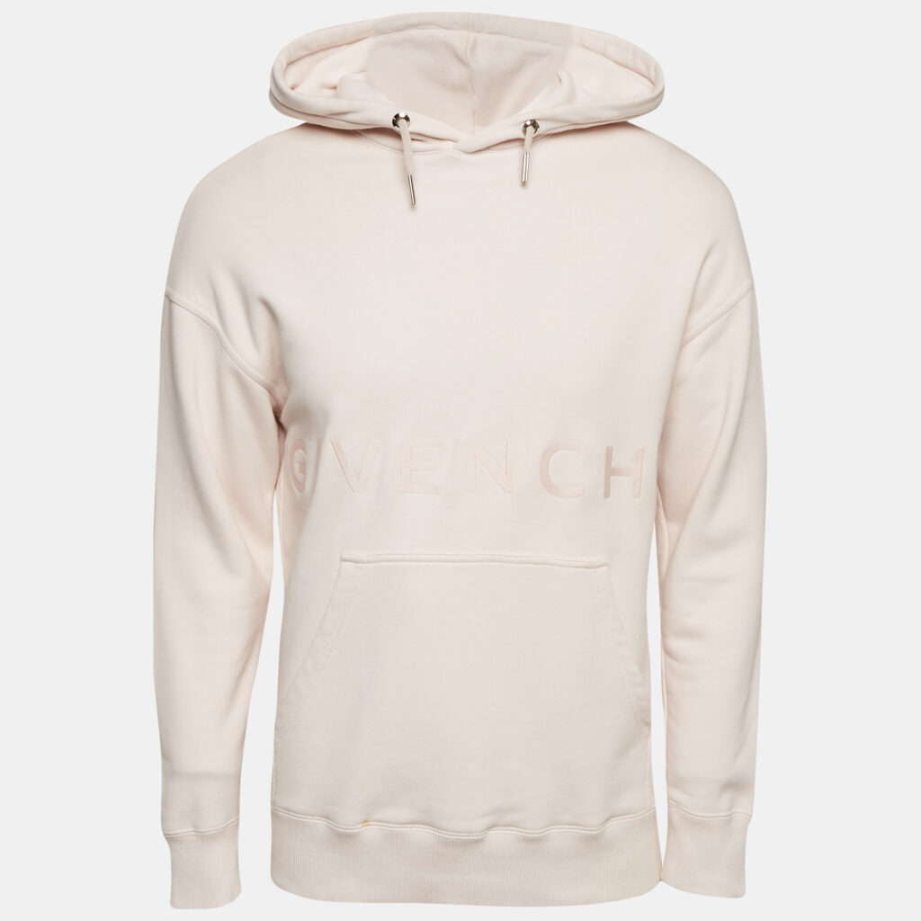 luxury-men-givenchy-used-clothes-p1160253-002 Givenchy Pink Logo Embroidered Cotton Knit Hoodie XS
