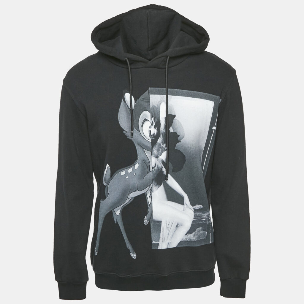 Givenchy Black Printed Cotton Hooded Sweatshirt M