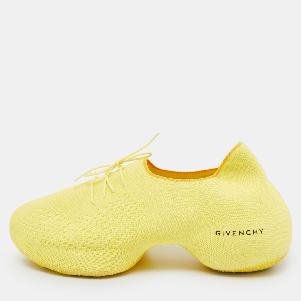 luxury-men-givenchy-used-shoes-p1109229-001 Givenchy Yellow Knit Fabric TK-360 Low Top Sneakers Size 42